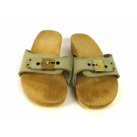 SOLD Dr Scholls Wood Sandals Sz 5 Vintage Austria - Picture 1 of 7